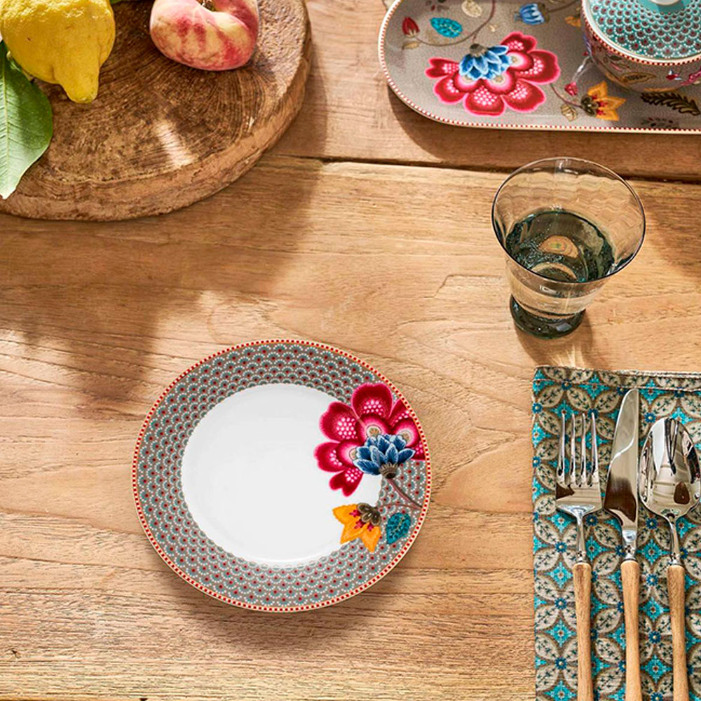PLATO POSTRE BLOOMING TALES KHAKI
