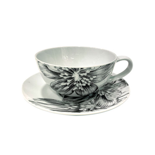 TAZA DE TE CON PLATO FLORAL SKETCH