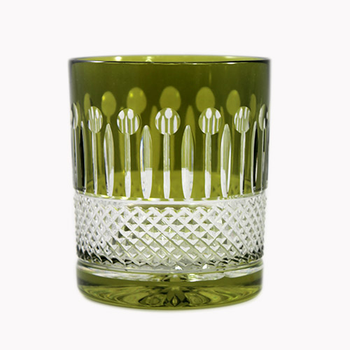 VASO BAJO DE CRISTAL VERDE OLIVA