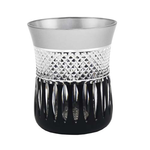 VASO DE CRISTAL BAJO NEGRO ARO
