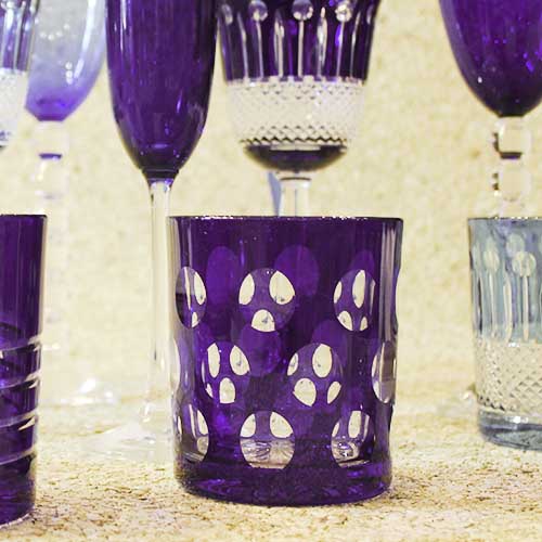 VASO BAJO DE CRISTAL MORADO BIBA