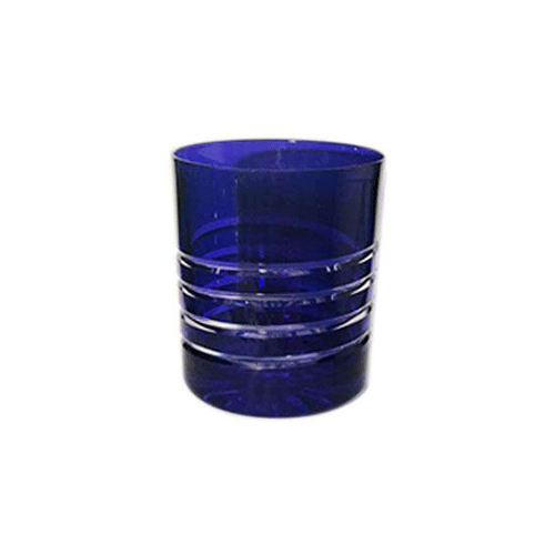 VASO BAJO DE CRISTAL AZUL COBALTO ONDA