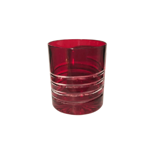 VASO BAJO DE CRISTAL ROJO ONDA