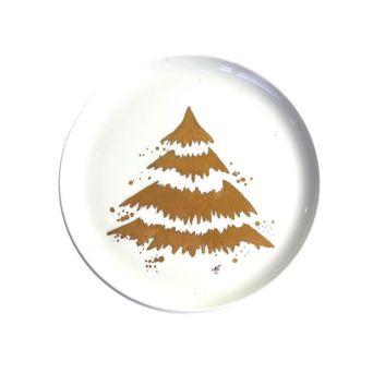 PLATO DE PORCELANA PINTADO A MANO BRILLO DE NAVIDAD