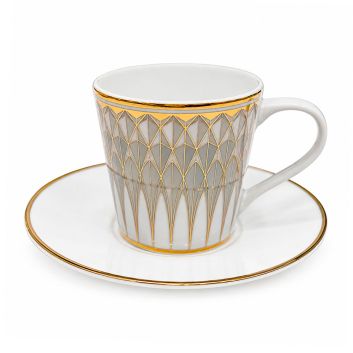 TAZA DE TE CON PLATO GREY ART NOVEAU