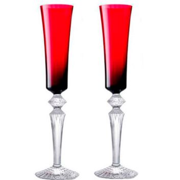 SET DE 2 COPAS BACCARAT FLUTE ROJA MILLE NUITS