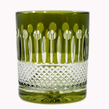 VASO BAJO DE CRISTAL VERDE OLIVA