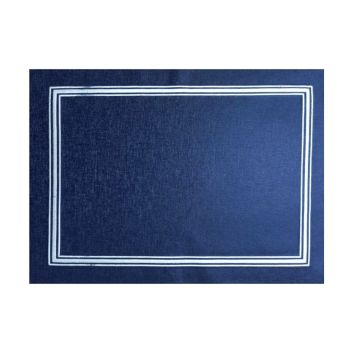 INDIVIDUAL RECTANGULAR BORDADO AZUL AZUL/BLANCO