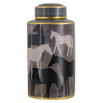 ANFORA CON TAPA GRANDE HORSES
