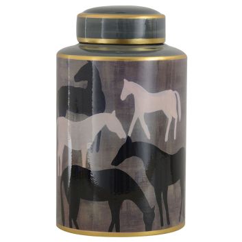 ANFORA CON TAPA MEDIANA HORSES