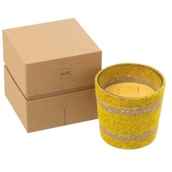 VELA PEQUEÑA AROMATICA CESTA AMARILLA