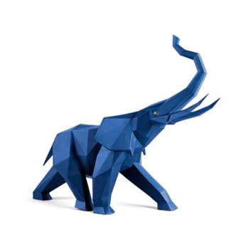 ESCULTURA ELEFANTE AZUL ORIGAMI GRANDE