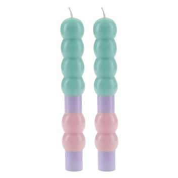 SET DE 2 VELAS MENTA LILA ROSADO