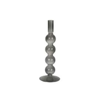 CANDELABRO DE VIDRIO GRANDE SWIRL BUBBLES GRAY