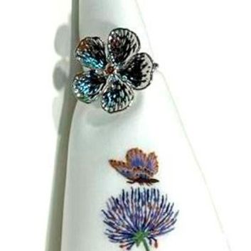 ARO PARA SERVILLETA SILVER FLOWER