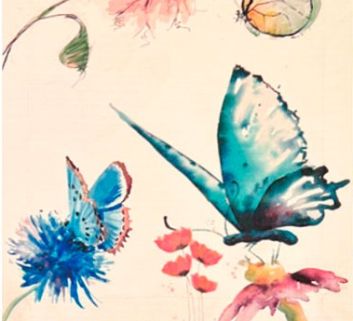 SET DE 4 SERVILLETAS DE TELA MARIPOSA REMALLADOS