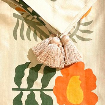 MANTEL DE TELA 6 PERSONAS ORANGE FLOWER