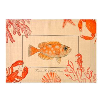 SET DE 4 INDIVIDUALES DE TELA INGLETE CARIBBEAN CORAL