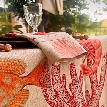 MANTEL DE TELA 8 PERSONAS CARIBBEAN CORAL