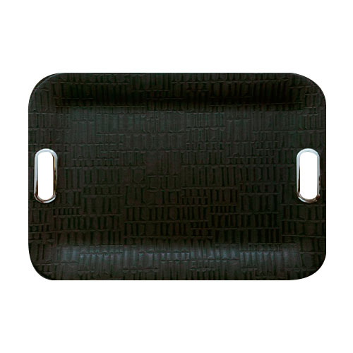 BANDEJA SEMICUERO ITALIANA CON ASAS DE METAL WEAVE BEIGE