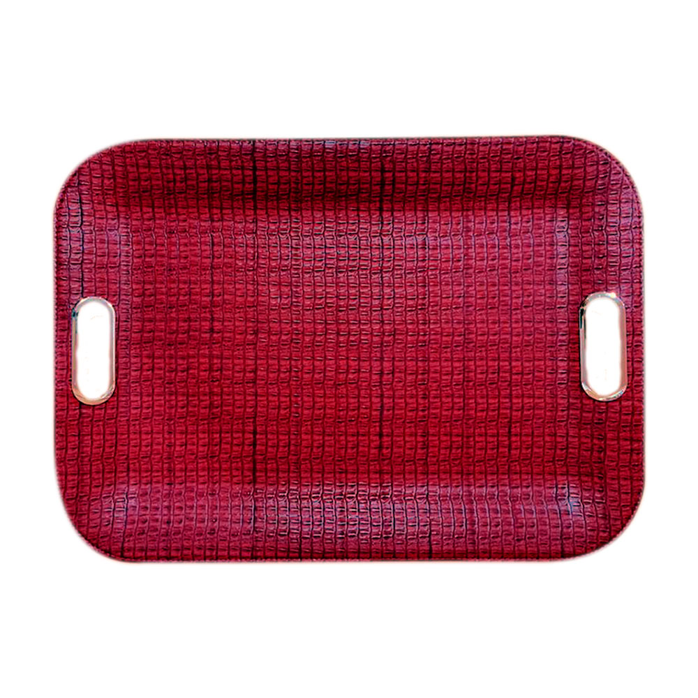 BANDEJA SEMICUERO ITALIANA CON ASAS DE METAL VIMINI GREEN