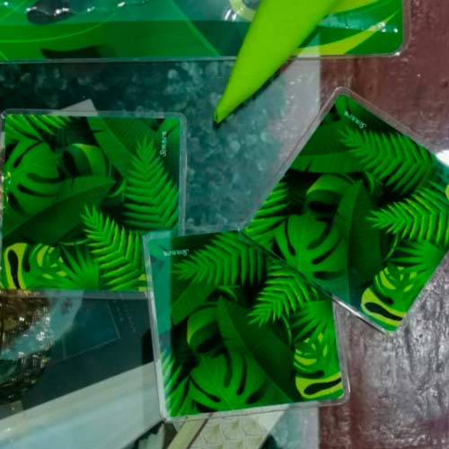 SET DE 4 PORTA VASOS DE ACRILICOS JUNGLA