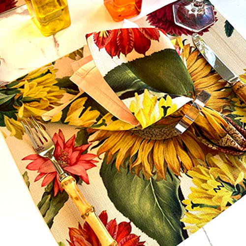 SET DE 4 SERVILLETAS DE TELA BOTANICAL