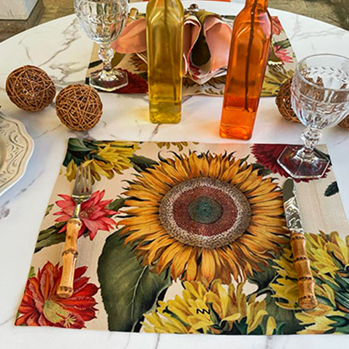 SET DE 4 INDIVIDUALES DE TELA BOTANICAL
