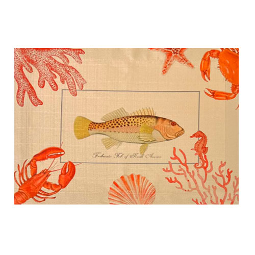 SET DE 4 INDIVIDUALES DE TELA INGLETE CARIBBEAN CORAL